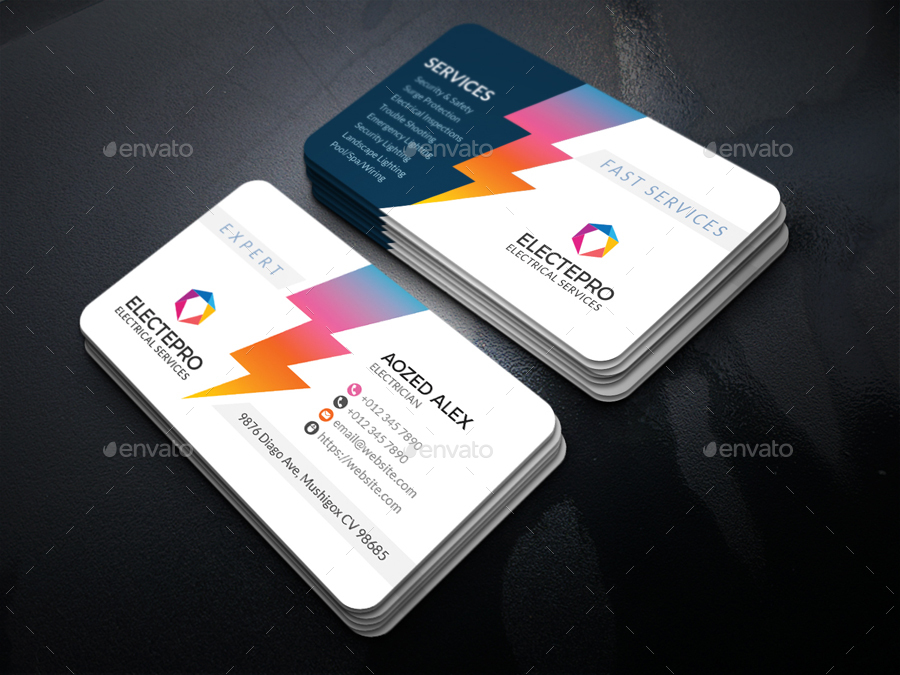 Electrician Business Card, Print Templates GraphicRiver